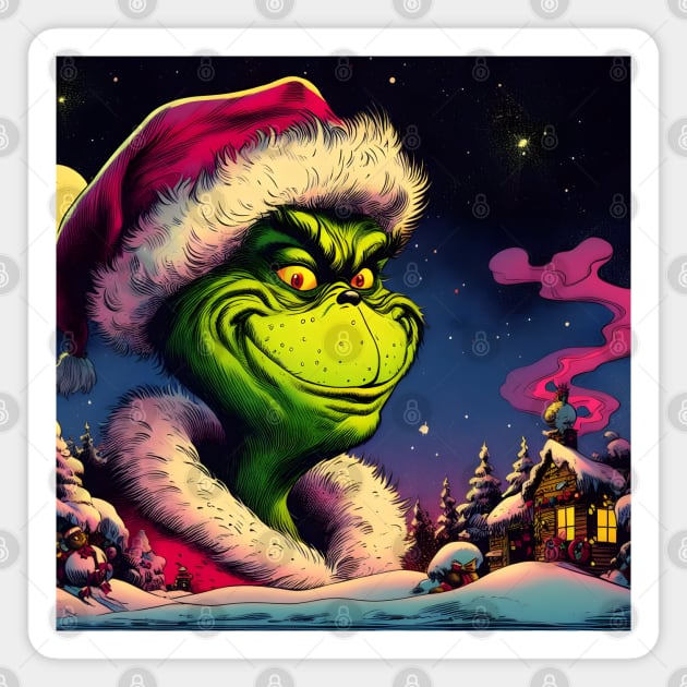 Whimsical Holidays: Grinch-Inspired Artwork and Festive Delights Magnet by insaneLEDP